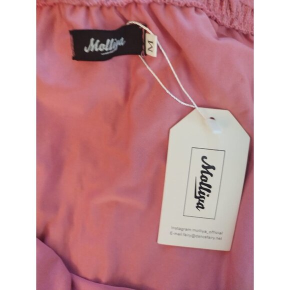 Molliya Rose Pink Lace Overlay Off-Shoulder Maxi Dress Size L, NWT. - Picture 5 of 7